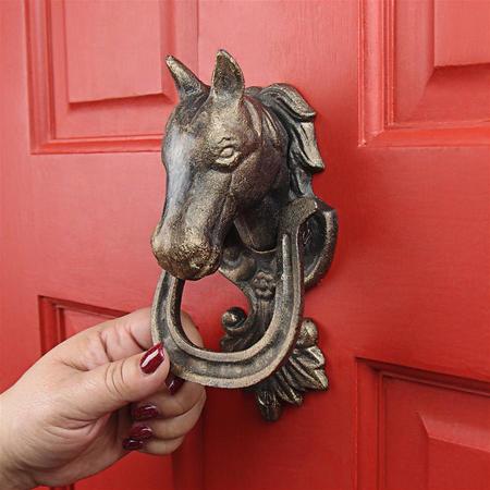 DESIGN TOSCANO Horseshoe Stallion Foundry Cast Iron Horse Door Knocker SP1890